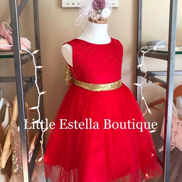 NWT Girls Red Formal Party Boutique Dress - Picture 5 of 8